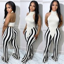 Plus Size Sexy Striped Halter Two Piece Pants Sets NY-2552