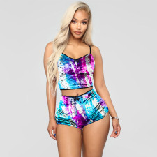 Sexy Velvet Cami Top And Shorts 2 Piece Sets SH-390372