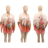 Floral Print Long Sleeve Shirt Top WMEF-20797