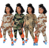 Camo Print Casual Two Piece Shorts Sets MX-9155
