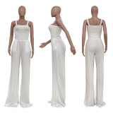 Solid Sleeveless Sling Wide Leg Jumpsuit TR-1218