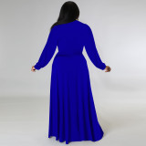 Plus Size Solid Long Sleeve Big Swing Maxi Skirt 2 Piece Sets TE-4461