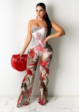 Sexy Mesh Printed Strapless Off Shoulder Jumpsuit WY-6782