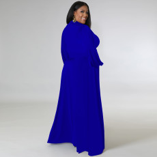 Plus Size Solid Long Sleeve Big Swing Maxi Skirt 2 Piece Sets TE-4461