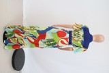 Casual Printed Short Sleeve Belted Maxi Dress CYA-9937