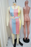 Plus Size Colorful Print Sleeveless 2 Piece Skirt Sets NNWF-7496