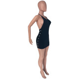 Solid Sexy Halter Slim Mini Dress CYAO-81057
