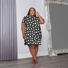 Plus Size Printed Split Top And Shorts 2 Piece Sets YAOF-80065