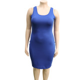 Plus Size Solid Sleeveless Bodycon Dress ONY-6011