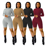 Solid Long Sleeve Tight Romper ANDF-1393