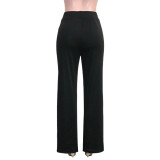 Elegant Solid High Waist Long Pants SH-390374