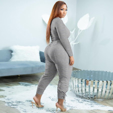 Plus Size Long Sleeve V Neck Two Piece Pants Sets WSYF-5950-1