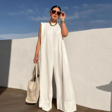 Casual Solid Sleeveless Wide Leg Loose Jumpsuit NY-10212