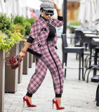 Houndstooth Print Jacket And Pants 2 Piece Suits HMS-5401