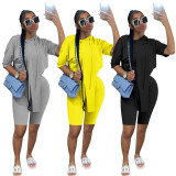Solid Hooded Irregular Top And Shorts 2 Piece Sets QZYD-1038
