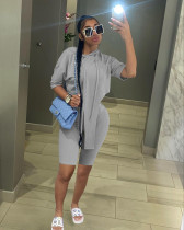 Solid Hooded Irregular Top And Shorts 2 Piece Sets QZYD-1038