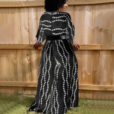 Plus Size Dot Print Long Sleeve Jumpsuit (Without Belt)WAF-77485