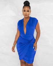 Plus Size Solid Deep V Neck Long Sleeve Bodycon Dress JCF-7095