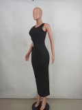 Black Sleeveless Hollow Out Maxi Dress QZYD-1035