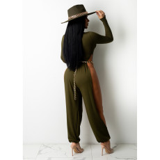 Solid Sexy Long Sleeve Hollow Out Jumpsuit XHAF-10062
