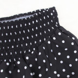 Plus Size Dot Print Crop Top Mini Skirt 2 Piece Sets HNIF-018
