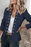 Solid Double Breasted Long Sleeve Blazer Coat MK-3120