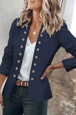 Solid Double Breasted Long Sleeve Blazer Coat MK-3120
