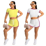 Casual Side Striped Two Piece Shorts Sets SH-390389