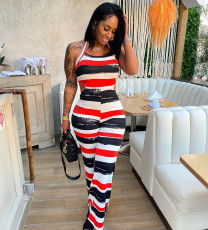 Sexy Striped Halter Backless Jumpsuit YUYF-1215