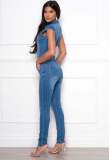 Plus Size Denim Short Sleeve Jeans Jumpsuit LX-3531