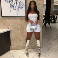 Sexy Solid Tube Top Tie Up Slim Rompers XEF-K22Q18004