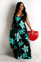 Plus Size Floral Print Sling Maxi Dress ONY-6013