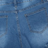Plus Size Denim Rhinestones Tassel Jeans Shorts SH-390340