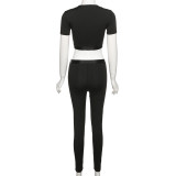 Fashion Slim Crop Top And Pants 2 Piece Sets XEF-K22S11959