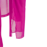Sexy Mesh See Through Long Sleeve Jumpsuit+Split Skirt 2 Piece Sets ASL-6596