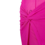 Sexy Mesh See Through Long Sleeve Jumpsuit+Split Skirt 2 Piece Sets ASL-6596