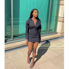 Black Sexy Long Sleeve Mini Dress BN-834