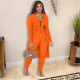 Plus Size Ribbed Cami Top+Long Coat+Pants 3 Piece Sets KSN-80831