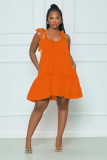 Plus Size Solid Sleeveless Strap Mini Dress CQ-190
