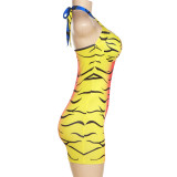 Fashion Printed Halter Slim Fit Mini Dress XEF-K22D15416