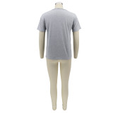 Plus Size Printed O Neck Short Sleeve T Shirt HNIF-TT001