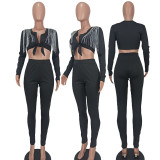 Sexy Tassel Crop Top And Pants 2 Piece Sets YD-8646