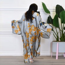 Casual Loose Printed Long Cloak Coat (Without Belt)BDF-7016