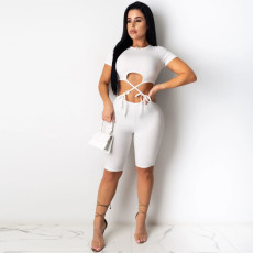 Sexy Hollow Out Short Sleeve Romper ONY-7027