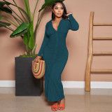 Solid Color Ruched Maxi Dress GLF-10112