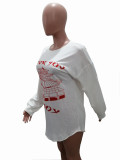 Plus Size Casual Printed Long Sleeve T-Shirt SHA-86174