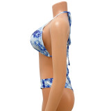 Sexy Mesh Print Swimsuit Three-piece Set GOSD-OS6635