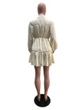 Solid Long Sleeve Casual Shirt Dress SHA-86323
