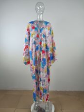 Casual Loose Printed Full Sleeve Long Cloak Coat MUE-7658