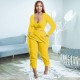 Plus Size Solid Long Sleeve Two Piece Pants Sets XMEF-1191